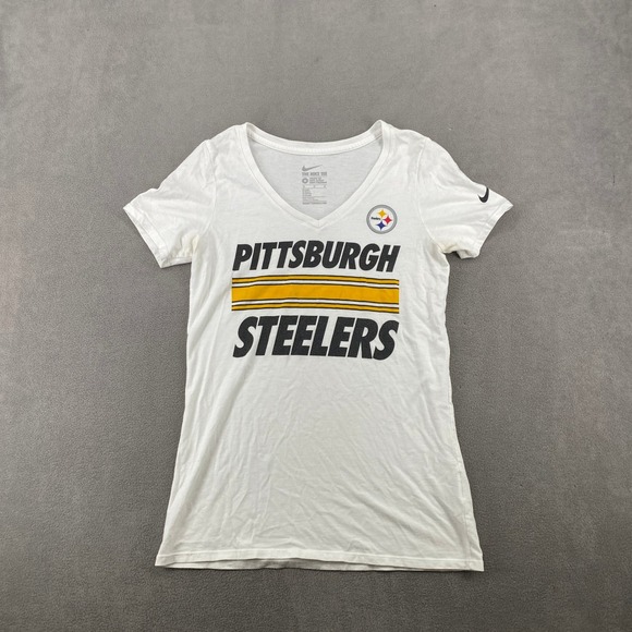 Nike Tops - Nike Pittsburgh Steelers V-Neck T-Shirt Womens Medium White Tri-Blend Athletic